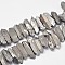 Electroplated  Natural Quartz Crystal Beads Strands, Nuggets, Tusk Shape, Silver Plated, 7~15x18~60mm, Hole: 1mm, about 46pcs/strand, 16 inch