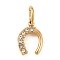 304 Stainless Steel Rhinestone Charms, Golden, with Jump Ring, Letter U, 10.5x7.5x2mm, Hole: 4.5mm