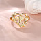 Heart with Flower Hollow Out Brass Finger Rings, Golden, Letter F, Inner Diameter: 17mm