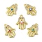 Rack Plating Brass Micro Pave Cubic Zirconia Pendants, with Enamel, Long-Lasting Plated, Lead Free & Cadmium Free, Hamsa Hand, Real 18K Gold Plated, Mixed Color, 15x11.5x2.5mm, Hole: 1.2mm
