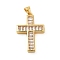 Rack Plating Brass Micro Pave Cubic Zirconia Pendants, Cadmium Free & Lead Free, Real 18K Gold Plated, Religion Cross Charm, Clear, 30x19x4mm, Hole: 5x3.5mm