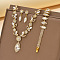 Horse Eye Brass Rhinestone Cup Chains Pendant Necklaces & Bracelets & Stud Dangle Earrings Sets, Clear, Bracelet: 7.09 inch(180mm)