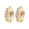 Brass Micro Pave Cubic Zirconia Hoop Earring, Round, Light Gold, 10.5x2.5mm