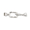 Brass Micro Pave Clear Cubic Zirconia Fold Over Clasps, Cadmium Free & Nickel Free & Lead Free, Rectangle, Platinum, 43mm