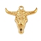 304 Stainless Steel Pendants, Cattle Skull Charms, Golden, 21.5x24x4.5mm, Hole: 1.8mm