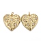 Hammered Brass Micro Pave Clear Cubic Zirconia Pendants, with Jump Rings, Long-Lasting Plated, Heart with Star, Real 18K Gold Plated, 23x25x4.5mm, Hole: 3mm