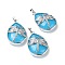 Dyed Natural White Jade Pendants, with Platinum Tone Brass Findings, Lead Free & Cadmium Free, Teardrop with Dragonfly Charms, 40~40.5x26~26.5x9~9.5mm, Hole: 5x7mm