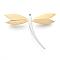 304 Stainless Steel Big Pendants, with Rhinestone, Dragonfly, Golden & Stainless Steel Color, 55x42x2mm, Hole: 5mm