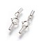 925 Sterling Silver Spring Ring Clasps, with Cord Ends, Silver, 18mm, Inner Size: 1.4mm