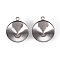 Tarnish Resistant 201 Stainless Steel Pendant Rhinestone Settings, Stainless Steel Color, Fit for 16mm Rhinestone, 19.5x17x5mm, Hole: 1.4mm