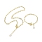 Oval Natural Cultured Freshwater Pearl Pendant Necklaces & Bracelets Jewelry Sets, Brass Paperclip Chains Jewelry for Women, Golden, 19 inch(48.1cm)