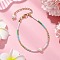 Glass Seed Beaded Bracelets for Women, with Shell Pearl & Brass Beads, Green, 7-1/8 inch(18cm)