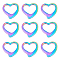 304 Stainless Steel Linking Rings, Heart, Rainbow Color, 24x24x4mm, 10pcs/box