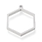 Tarnish Resistant 304 Stainless Steel Open Back Bezel Pendants, For DIY UV Resin, Epoxy Resin, Pressed Flower Jewelry, Hexagon, Matte Stainless Steel Color, 30.5x24x3mm, Hole: 2mm, Inner Size: about 24x21mm