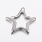 Non-Tarnish 304 Stainless Steel Linking Rings, Star, Stainless Steel Color, 16x17x2mm