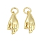 Brass Charms, OK Gesture, with Jump Ring, Cadmium Free & Lead Free, Rack Plating, Long-Lasting Plated, Real 18K Gold Plated, 15x7x4.5mm, Hole: 3.2mm