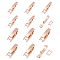 24Pcs 2 Styles Brass Fold Over Clasps, Rectangle, Rose Gold, 15~16.5x3.5~4.5x4.5mm, Hole: 1.3~3.2x2mm, 12pcs/style