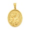 Ion Plating(IP) 304 Stainless Steel Pendants, Oval with Saint Charm, Golden, 35.5x26x4mm, Hole: 9.5x5mm