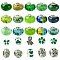 50Pcs Resin European Beads, Large Hole Beads, Rondelle, Mixed Styles, Light Green, 8.5~13.5x10~14x6.5~9mm, Hole: 5~6mm