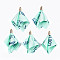 Chiffon Big Pendants, with Golden Brass Cord End, Flower, Aquamarine, 53~54x36~37x26~27mm, Hole: 1.6mm