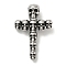 316 Surgical Stainless Steel Pendants, Skull Cross Charm, Antique Silver, 48x31x12mm, Hole: 5mm