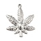 Non-Tarnish 304 Stainless Steel Pendants, Leaf Shape, Stainless Steel Color, 35.5x30x3.5mm, Hole: 2mm
