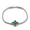 Clover Brass Micro Pave Cubic Zirconia Link Bracelets, Long-Lasting Plated, Platinum, 7-7/8 inch(20.1cm)