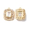 Brass with Clear Glass Pendants, Rectangle Charms, Real 18K Gold Plated, 19x15x5mm, Hole: 1.2mm