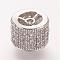 Brass Micro Pave Cubic Zirconia Beads, Column, Platinum, 8x6mm, Hole: 1mm