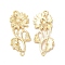 Brass Link Connector Charms, Cadmium Free & Nickel Free & Lead Free, Flower, Real 18K Gold Plated, 37.5x16.5x2mm, Hole: 1.8mm