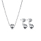 925 Sterling Silver Round Stud Earrings & Pendant Necklaces Sets, Platinum, Necklaces: 13.39 inch(34cm), Earring: 0.63x0.31 inch(1.6x0.8cm)