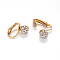 304 Stainless Steel Clip-on Earrings, with Polymer Clay Rhinestone Beads, Golden, 16x4x17mm