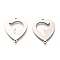 Non-Tarnish 201 Stainless Steel Links Connectors, Heart, Stainless Steel Color, 21x18x1mm, Hole: 1.2mm