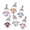 Brass Cubic Zirconia Pendant, Angel, Platinum, Mixed Color, 20x14x5mm, Hole: 4x5mm