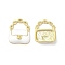 Alloy Enamel Pendants, Cadmium Free & Nickel Free & Lead Free, Golden, Handbag Charm, White, 19.5x16x4mm, Hole: 6x9mm