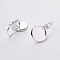 Brass Leverback Earring Findings, Flat Round, Cadmium Free & Lead Free & Nickel Free, Silver Color Plated, 13~14x25~27mm, Tray: 12mm, Pin: 0.5mm