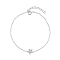 925 Sterling Silver Cubic Zirconia Flower Link Bracelets, Cable Chains Bracelets for Women, Silver, 6-1/8 inch(15.5cm)