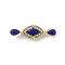 Brass Micro Pave Cubic Zirconia & Optimized Lapis Box Clasps, Cadmium Free & Nickel Free & Lead Free, Oval, Real 18K Gold Plated, 28mm