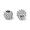Brass Clear Cubic Zirconia Beads, Cadmium Free & Nickel Free & Lead Free, Round, Platinum, 6x4.5mm, Hole: 2.5mm