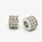 Brass Cubic Zirconia Beads, Column, Platinum, 6x5mm, Hole: 3mm