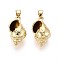 Brass Pendants, Conch Shape, Real 16K Gold Plated, 20.5x11x11mm, Hole: 3~3.5x5mm