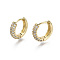 Brass Micro Pave Cubic Zirconia Huggie Hoop Earrings, Real 18K Gold Plated, Nickel Free, Ring, Clear, 13x15.5x4mm, Pin: 0.8mm