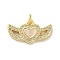 Brass Micro Pave Clear Cubic Zirconia Pendants, Cadmium Free & Lead Free, with Shell, Real 18K Gold Plated, Heart, 12x21x3mm, Hole: 3.5mm