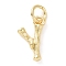 Brass Pendants, Cadmium Free & Lead Free, with Jump Ring, Golden, Letter Charms, Letter Y, 12x8x2mm, Hole: 3mm