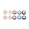 Brass Enamel Charms, with Glass, Long-Lasting Plated, Real 18K Gold Plated & Real Platinum Plated, Square, Mixed Color, 13.5x11.5x4.5mm, Hole: 1.2mm, 40pcs/set