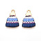 Winter Theme Printed Alloy Pendants, Lead Free & Cadmium Free & Nickel Free, Hat Charms, Golden, Marine Blue, 18x13x2mm, Hole: 1.6mm