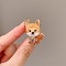 Shiba Inu with Bowknot Enamel Pins, Alloy Brooches for Backpack Clothes, Sandy Brown, 28x18mm