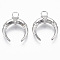 Brass Micro Pave Cubic Zirconia Pendants, Nickel Free, Moon, Real 18K Gold Plated, Clear, 20x16x5mm, Hole: 3mm