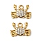 304 Stainless Steel Charms, with Cubic Zirconia, Ion Plating(IP), Crab, 9x12x3mm, Hole: 1.4mm