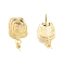 Brass Stud Earring Findings, with 925 Sterling Silver Pins, Cadmium Free & Nickel Free & Lead Free, for Half Drilled Beads, Twist Rectangle, Real 18K Gold Plated, 23mm, Pin: 0.8mm and 0.6mm(for half drilled bead)